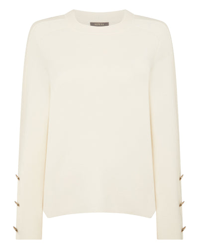 N.Peal Women's Raglan Sleeve Cashmere Jumper New Ivory White