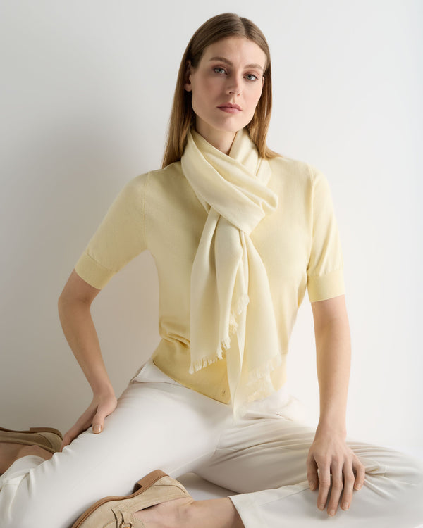 N.Peal Women's Pashmina Cashmere Stole Butter Yellow