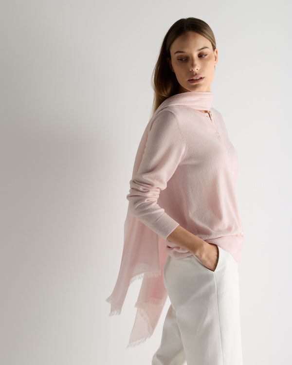 N.Peal Women's Pashmina Cashmere Stole Powder Pink