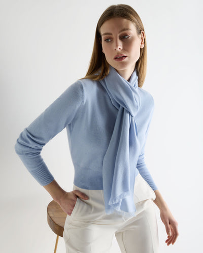 N.Peal Women's Pashmina Cashmere Stole Sea Mist Blue