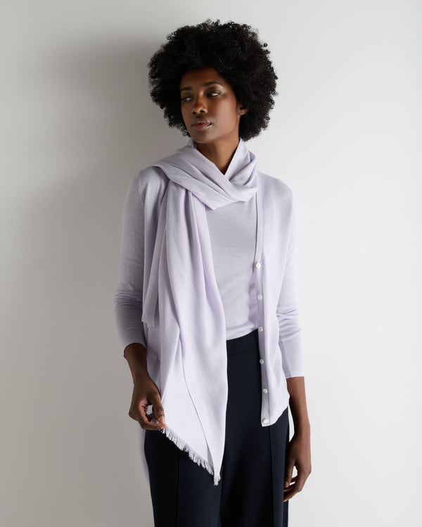 N.Peal Women's Pashmina Cashmere Shawl Lavender Purple