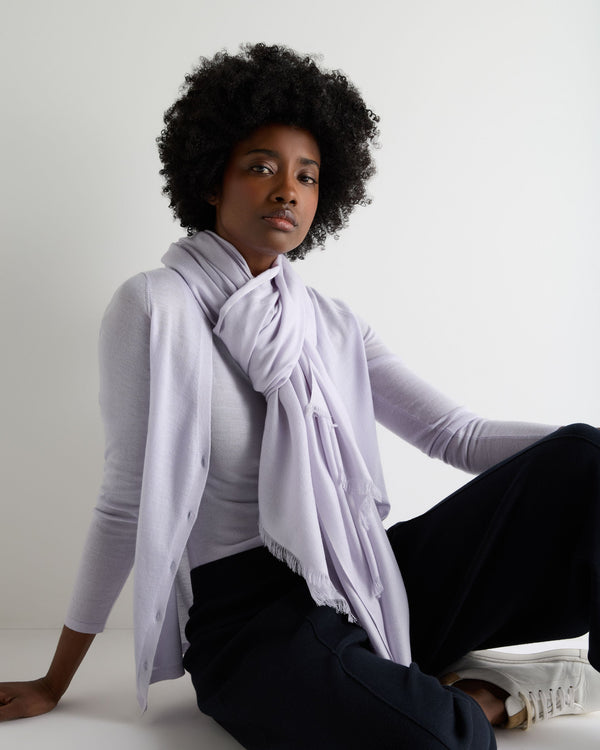 N.Peal Women's Pashmina Cashmere Shawl Lavender Purple
