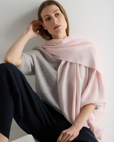 N.Peal Women's Pashmina Cashmere Shawl Powder Pink