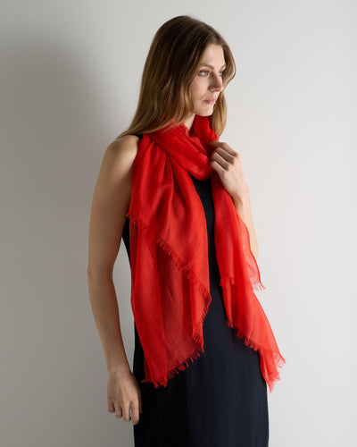 N.Peal Women's Ultrafine Pashmina Cashmere Shawl Tomato Red