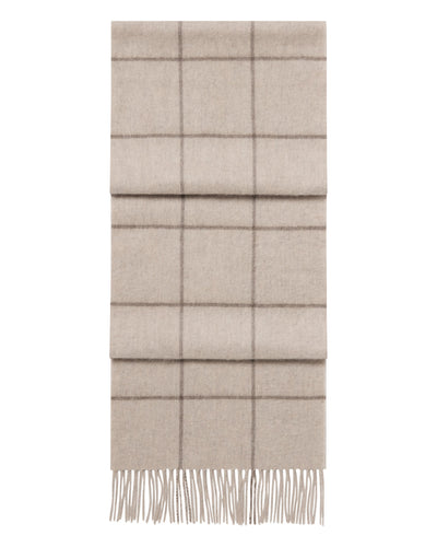 N.Peal Unisex Cashmere Check Scarf Ecru White + Brown