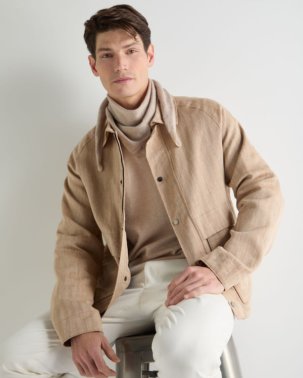 N.Peal Unisex Birdseye Silk Cashmere Neckerchief Soft Taupe Brown Birdseye