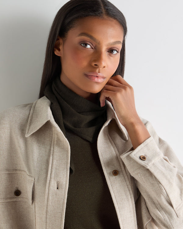 N.Peal Unisex Silk Cashmere Scarf Arabica Khaki Green