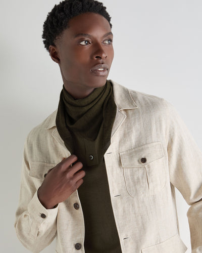 N.Peal Unisex Silk Cashmere Scarf Arabica Khaki Green