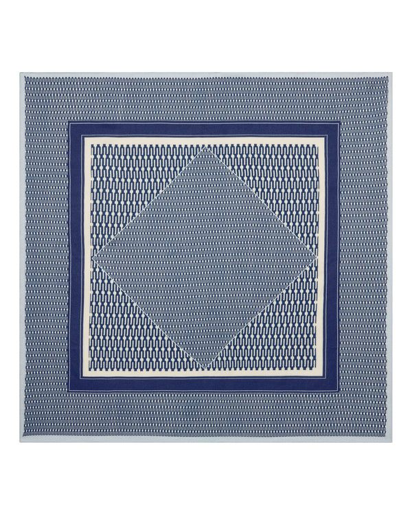 N.Peal Women's Geo Print Silk Blend Foulard Navy Blue