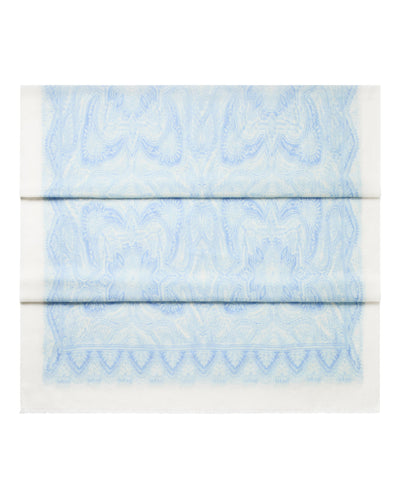 N.Peal Women's Paisley Cashmere Pashmina Sea Mist Blue