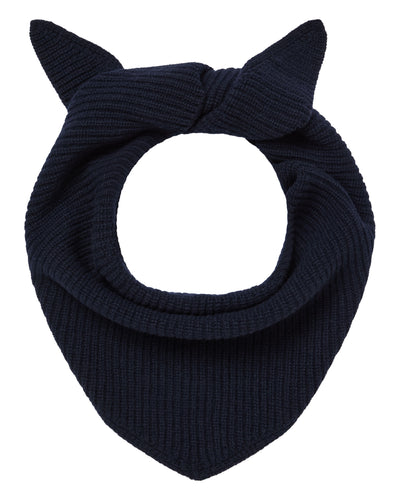 N.Peal Unisex Ribbed Triangle Cashmere Scarf Navy Blue