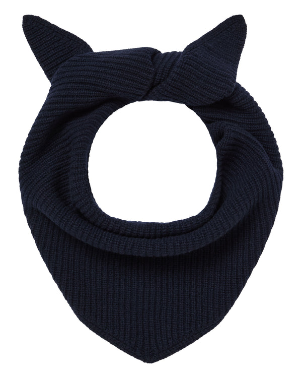 N.Peal Unisex Ribbed Triangle Cashmere Scarf Navy Blue