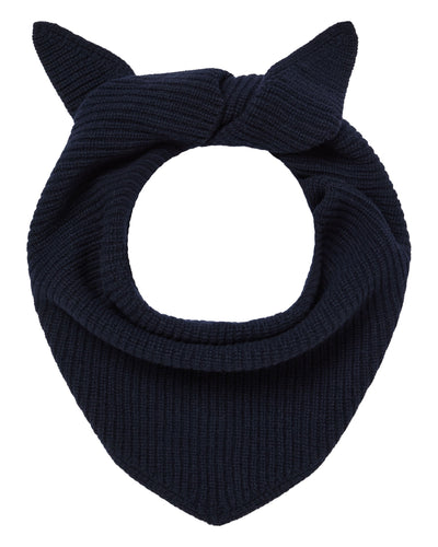N.Peal Unisex Ribbed Triangle Cashmere Scarf Navy Blue