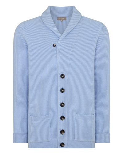 N.Peal Men's Kensington Cashmere Cardigan Sea Mist Blue