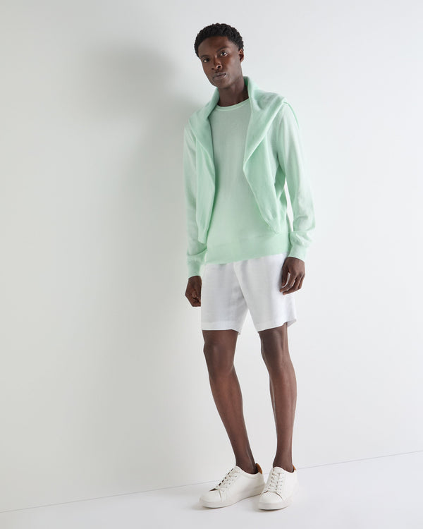 N.Peal Men's Oxford Round Neck Cashmere Jumper Mint Green