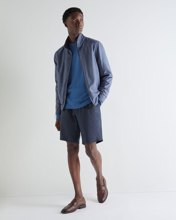 N.Peal Men's Oxford Round Neck Cashmere Sweater Sunshine Blue