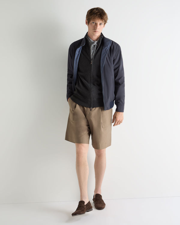 N.Peal Men's Knightsbridge Full Zip Cashmere Jumper Deep Charcoal Grey