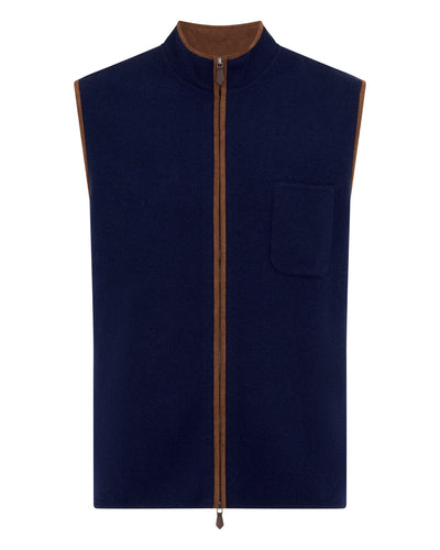 N.Peal Men's Shaftesbury Cashmere Gilet Deep French Blue