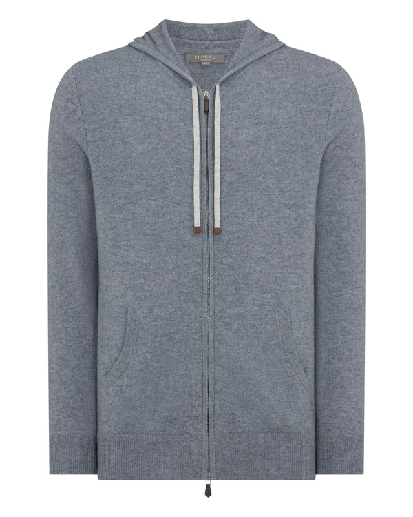N.Peal Men's Ladbroke Cashmere Hoodie Ash Grey