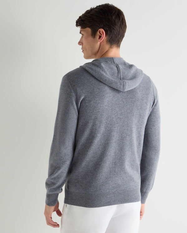 N.Peal Men's Ladbroke Cashmere Hoodie Ash Grey