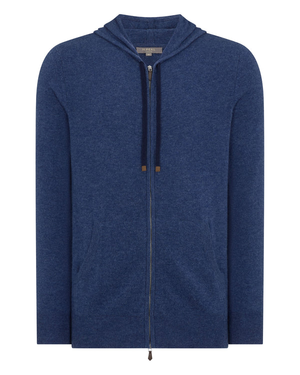 N.Peal Men's Ladbroke Cashmere Hoodie Bright Denim Blue