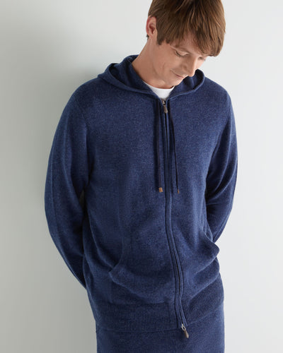 N.Peal Men's Ladbroke Cashmere Hoodie Bright Denim Blue