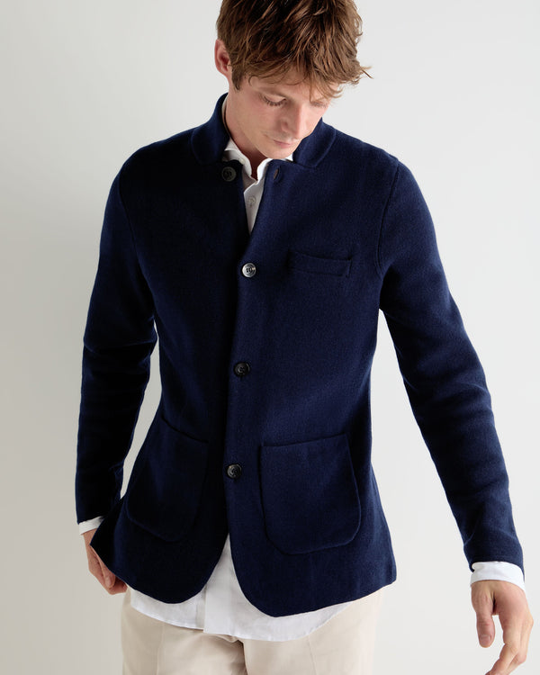 N.Peal Men's Grosvenor Milano Cashmere Jacket Deep French Blue