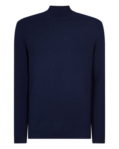 N.Peal Men's Mayfair Turtle Neck Cashmere Jumper Deep French Blue