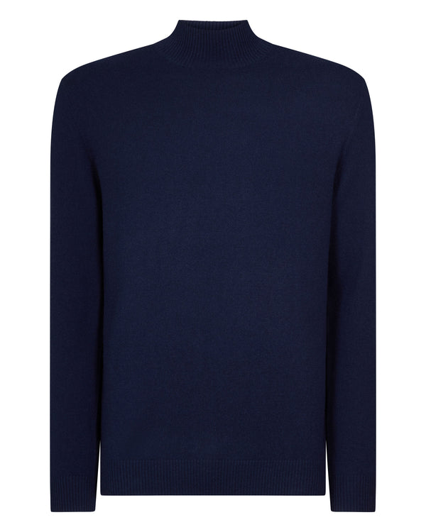 N.Peal Men's Mayfair Turtle Neck Cashmere Jumper Deep French Blue