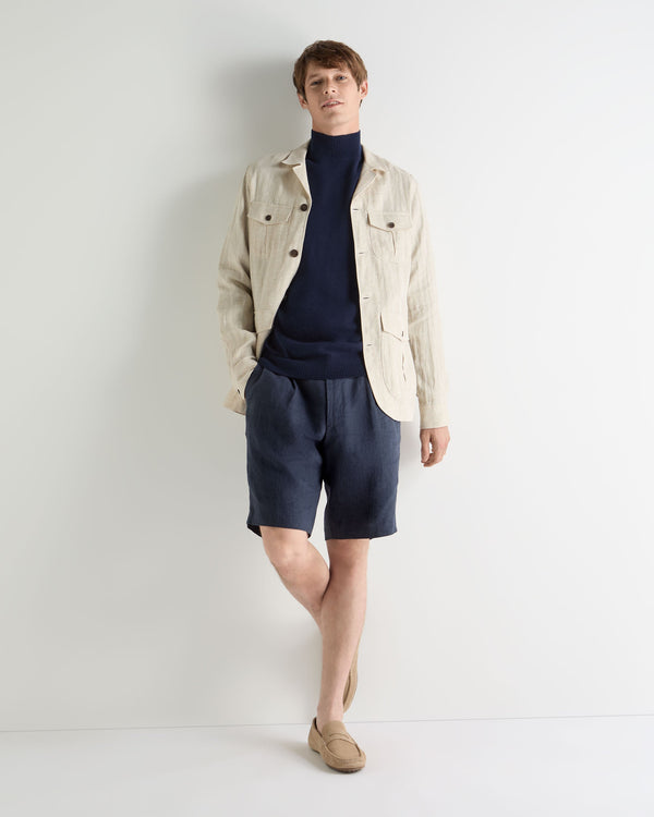 N.Peal Men's Mayfair Turtle Neck Cashmere Jumper Deep French Blue