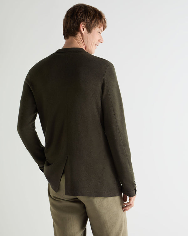 N.Peal Men's Marlborough Fine Gauge Cashmere Jacket Arabica Khaki Green