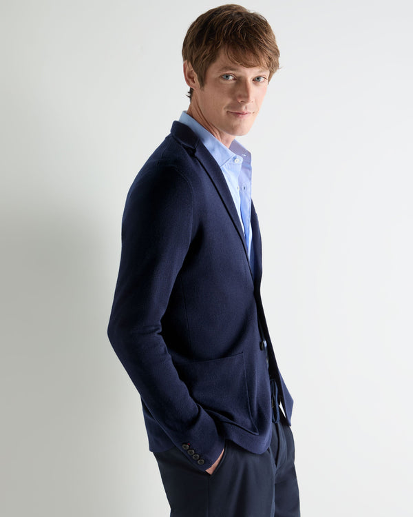 N.Peal Men's Marlborough Fine Gauge Cashmere Jacket Summer Navy Blue