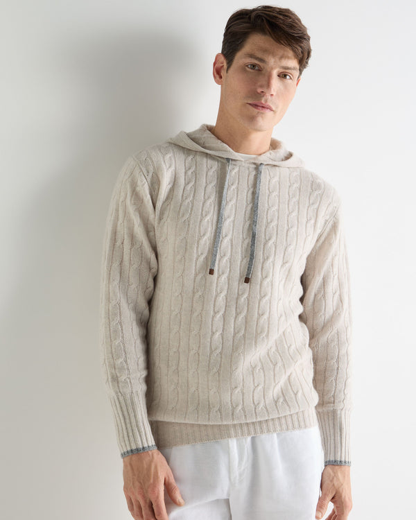 Men's Fitzrovia Cable Cashmere Hoodie 1