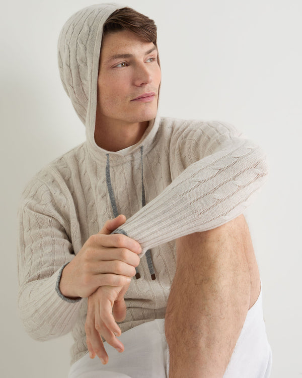 Men's Fitzrovia Cable Cashmere Hoodie 5