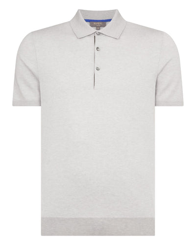 N.Peal Men's Polzeath Cotton Cashmere Polo T-Shirt Fumo Grey
