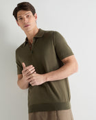 Men's Polzeath Cotton Cashmere Polo T-Shirt Khaki Green