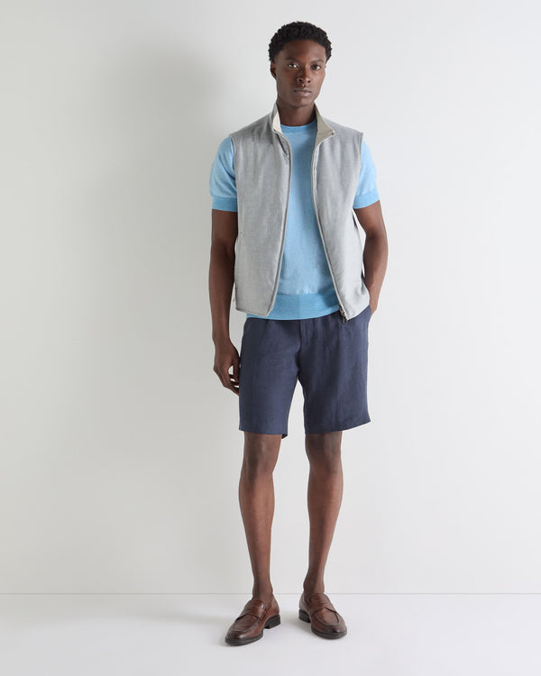 N.Peal Men's Newquay Cotton Cashmere T-Shirt Cornflower Blue