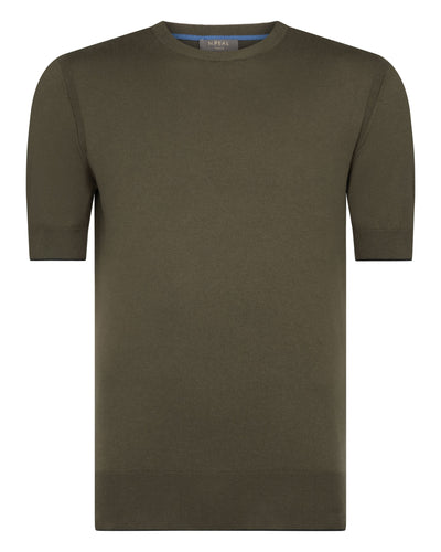 N.Peal Men's Newquay Cotton Cashmere T-Shirt Khaki Green
