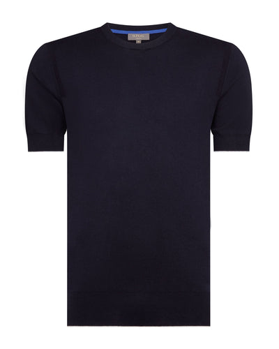 N.Peal Men's Newquay Cotton Cashmere T-Shirt Navy Blue