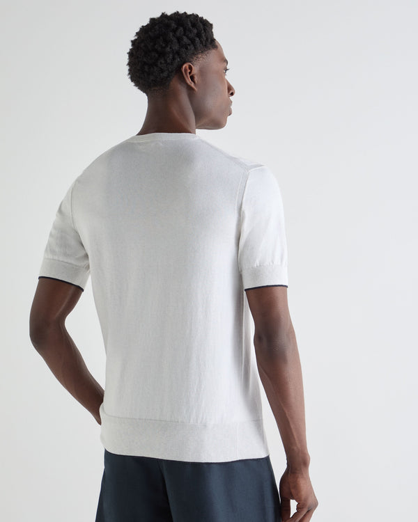 N.Peal Men's Newquay Cotton Cashmere T-Shirt New Ivory White