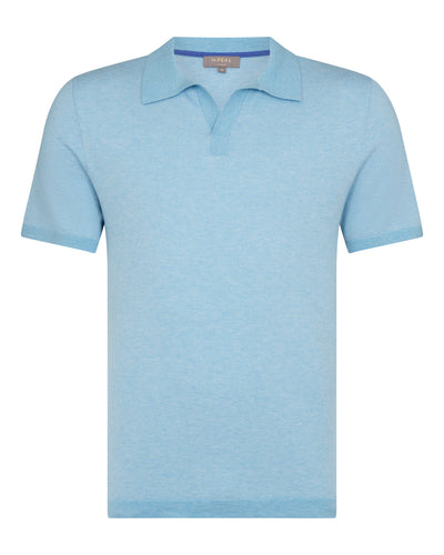 N.Peal Men's Polo Cotton Cashmere T-Shirt Cornflower Blue