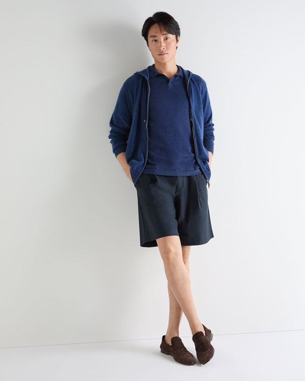 N.Peal Men's Polo Cotton Cashmere T-Shirt Dark Denim Blue