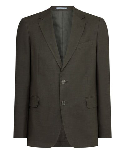 N.Peal Men's Amalfi Linen Jacket Arabica Khaki Green