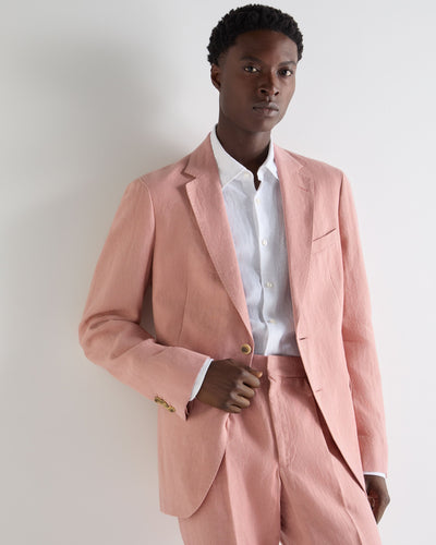 N.Peal Men's Amalfi Linen Jacket Pink