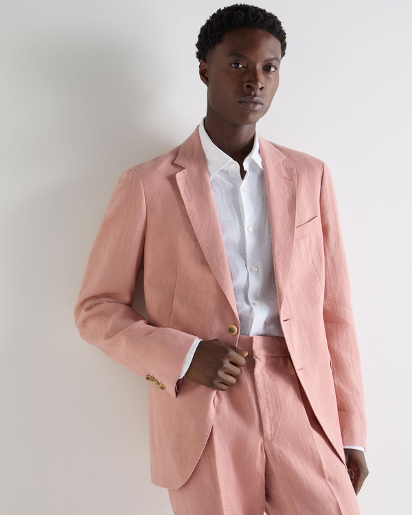 N.Peal Men's Amalfi Linen Jacket Pink