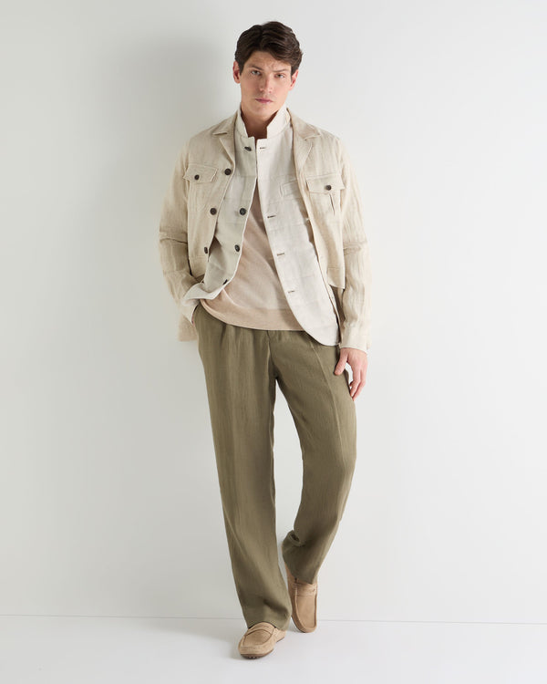 N.Peal Men's Seville Linen Gilet Chalk White