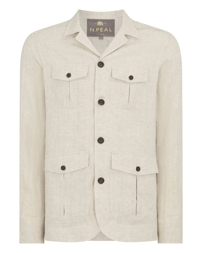 N.Peal Men's Safari Linen Jacket Sand Brown