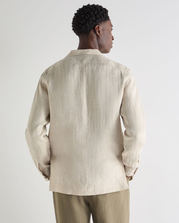 N.Peal Men's Safari Linen Jacket Sand Brown