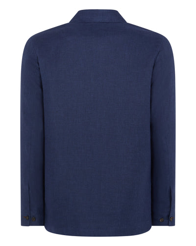 Men's Scala Linen Blend Overshirt Navy Blue