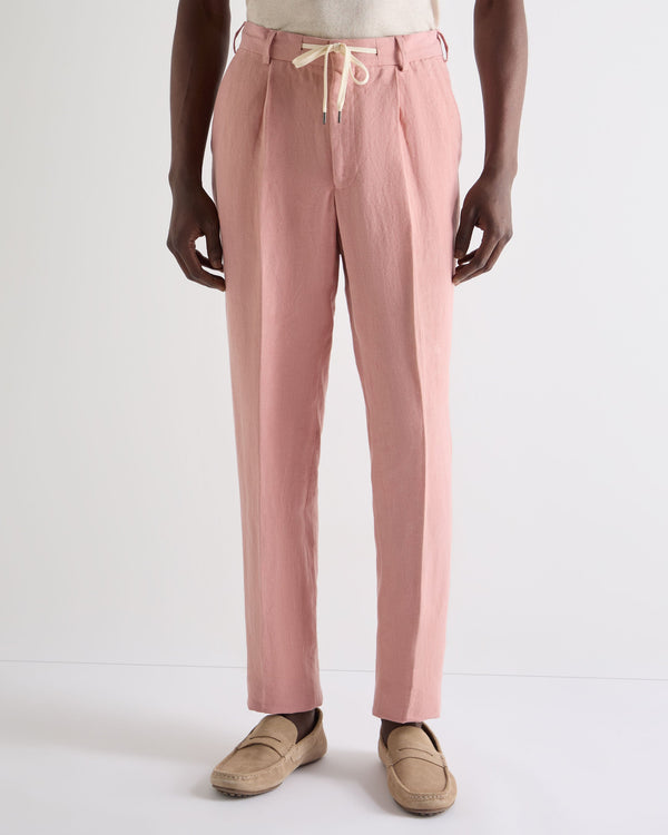 N.Peal Men's Atrani Linen Trouser Pink